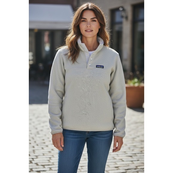 Patagonia Tops - Patagonia Gray Fleece Snap Neck Pullover Sweater Women's
